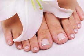 Pedicured feet